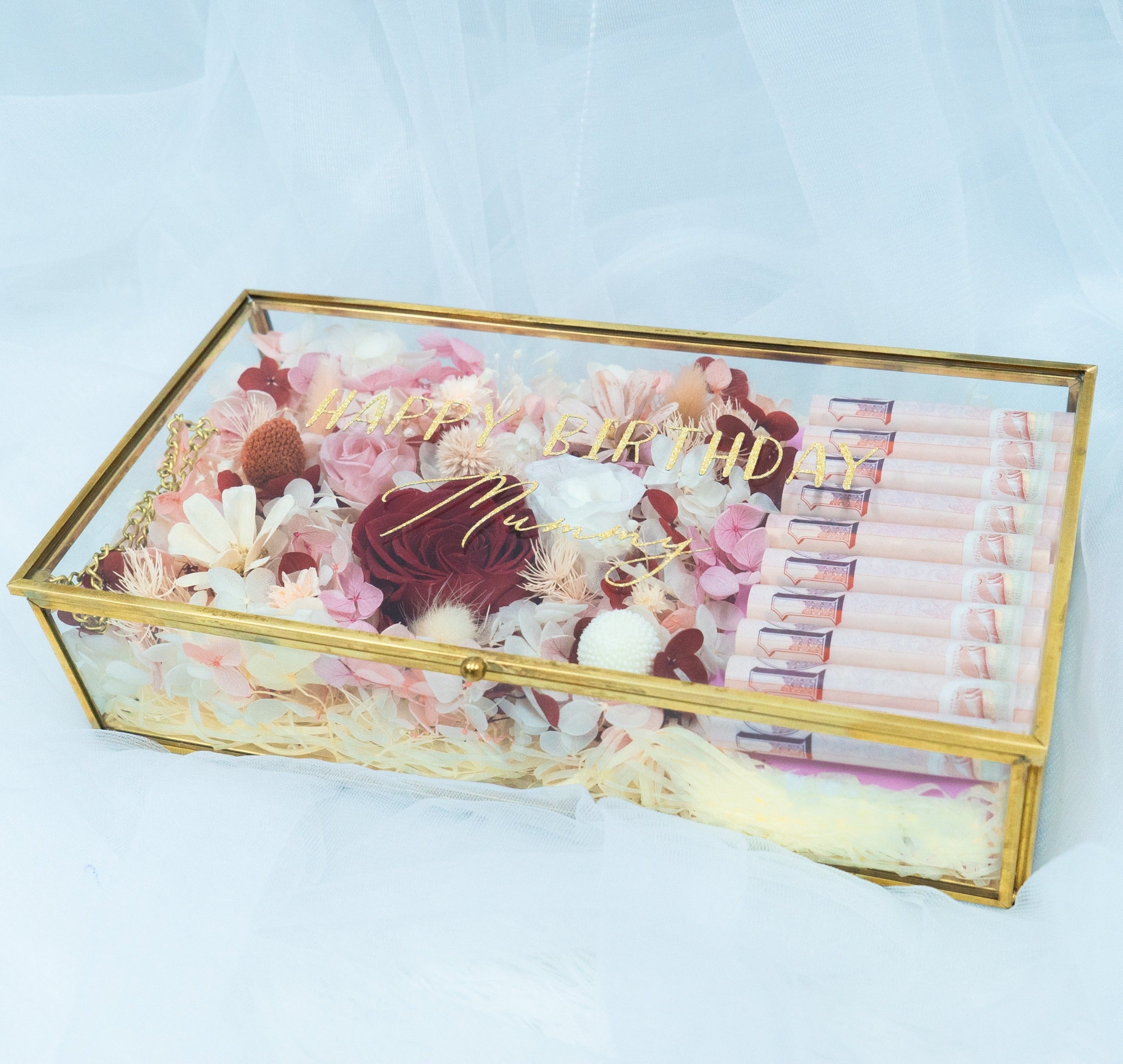 Mother's Day Gift Trinket Box with Preserved Flower and Cash Gifts