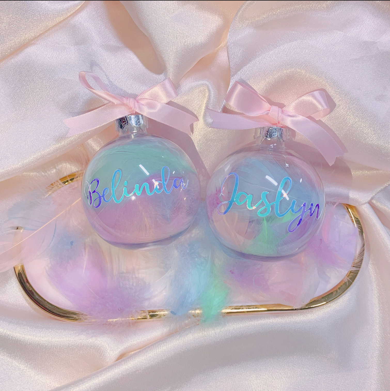 Pastel Feather Christmas Bauble