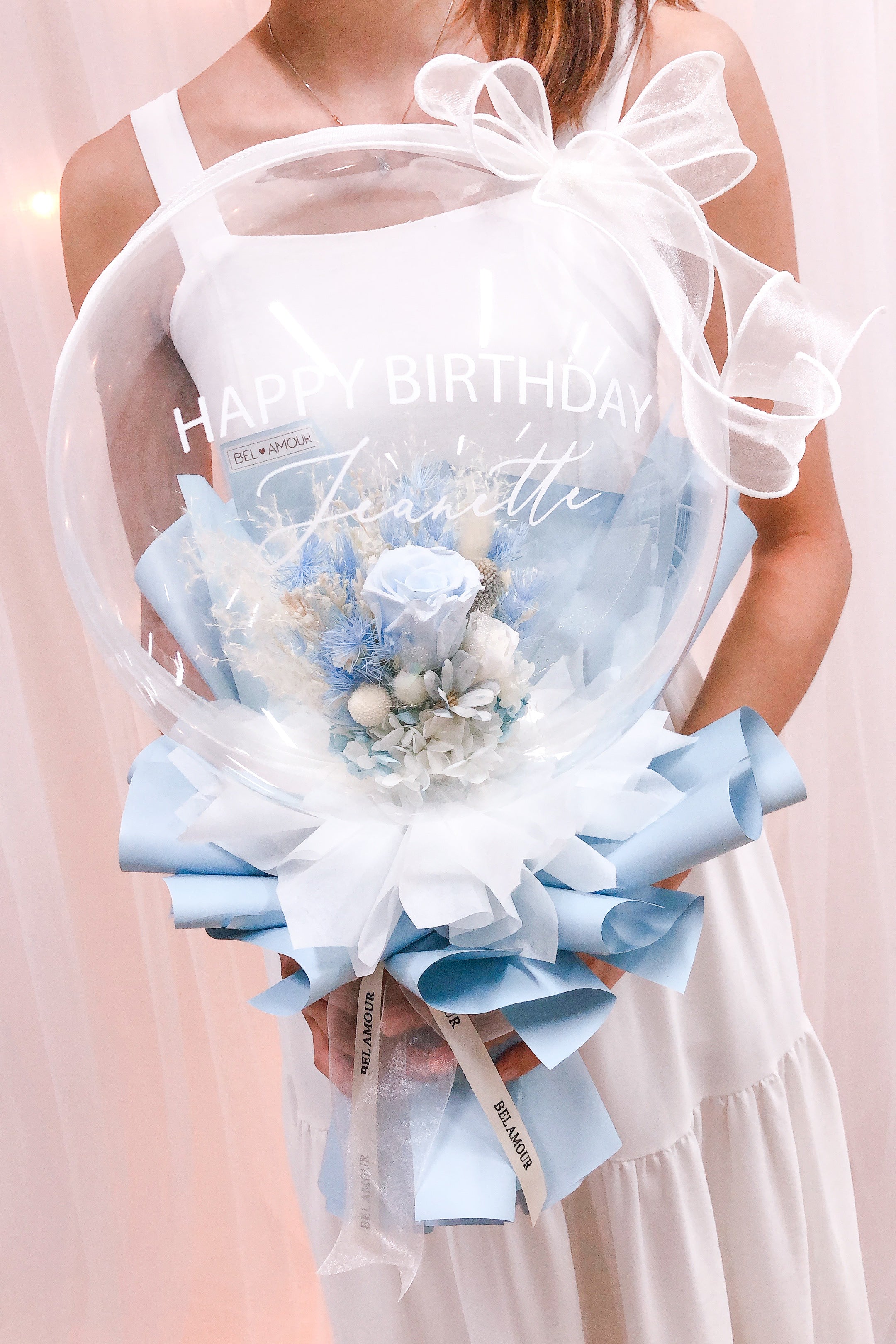 Preserved Flower in Bubble Balloon Bouquet